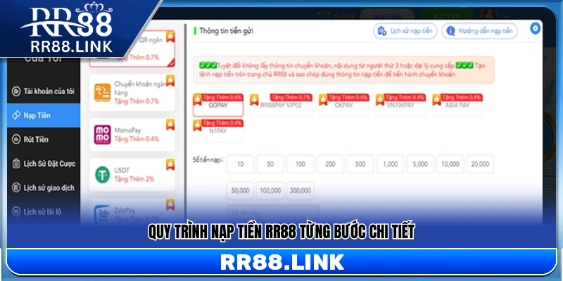 Nạp Tiền RR88 – Các Bước Thao Tác Nạp Nhanh Và Đơn Giản 2 Quy trình nạp tiền vào tài khoản RR 88 từ A đến Z
